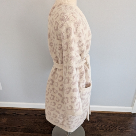 CozyChic® Knit In the Wild Long Sleeve Leopard Print Short Robe XL - Picture 7 of 8